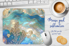 Iridescent blue ocean sublimation design mouse pad Product Image 1