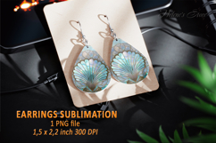 Aquamarine Ocean Shell earrings design| Teardrop earring png Product Image 1