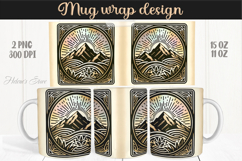 Fantasy mountains iridescent design mug wrap 15oz 11oz png Product Image 1