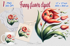 Cute tulip flower clipart | Funny floral summer girly design Product Image 1