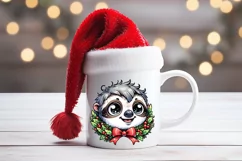 Christmas sloth clipart sublimation PNG|Funny animal face Product Image 3