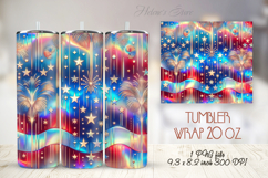 USA Fourth of July tumbler wrap 20oz |Patriotic Fireworks Product Image 1