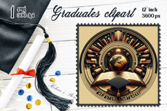 Graduate sublimation png| Graduating vintage postage stamp Product Image 1