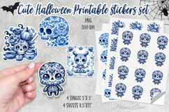Blue Halloween Skull hat Stickers Printable |Monster sticker Product Image 1