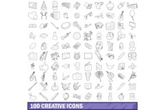 100 creative icons set, outline style Product Image 1