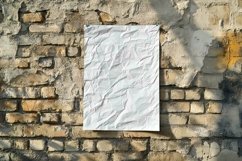 Crumpled White Paper on Brick Wall Product Image 1