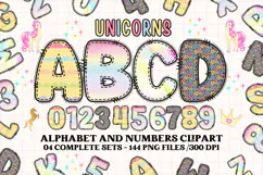 Unicorn Alphabet png clipart, unicorn letters doodle Product Image 1