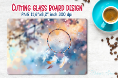 Boho dreamcatcher kitchen glass cutting board sublimation Product Image 1