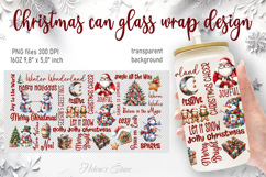 Christmas quotes &amp; snowman design can glass wrap 16oz Product Image 1