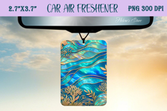 Blue &amp; gold iridescent ocean Air Freshener Car sublimating Product Image 1