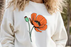 Wild flower poppy clipart |Vintage Summer flower graphics Product Image 2