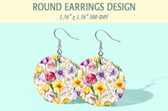 Spring Flowers earrings | Floral Round Earring sublimation Product Image 1