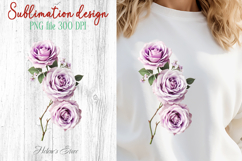 Summer flowers sublimation design png | Cute roses clipart Product Image 1