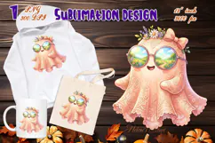 Cute Halloween clipart | Kawaii ghost sublimation design PNG Product Image 3