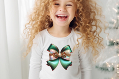 Christmas coquette bows design|Red Green bow T-shirt clipart Product Image 4