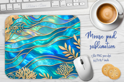 Iridescent blue ocean sublimation design mouse pad Product Image 1