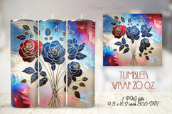 USA Patriotic tumbler wrap 20oz |Fourth of July rose flowers Product Image 1