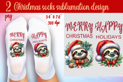 Funny Merry Christmas Socks Sublimation Designs BUNDLE png Product Image 5