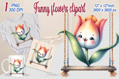 Cute tulip flower clipart | Funny floral summer girly design Product Image 1