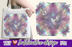 Pastel hummingdird Flower image | Purple sublimation design Product Image 1