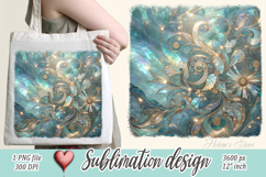 Aquamarine ocean gold and pearl sublimation design png Product Image 1