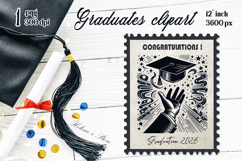 Graduate sublimation png| Graduating vintage postage stamp Product Image 1