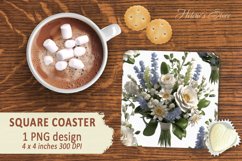 3d florals bouquet square coasters | Coaster sublimation png Product Image 2