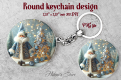 Christmas round keychain design | Santa Claus Car coaster Product Image 1