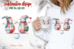 Cute two snowmen clipart|Retro patchwork t shirt designs png Product Image 1