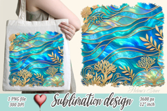 Blue ocean gold and pearl sublimation designs png | Sea life Product Image 1