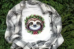 Christmas sloth clipart sublimation PNG|Funny animal face Product Image 1