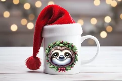 Christmas sloth clipart sublimation PNG|Funny animal face Product Image 3
