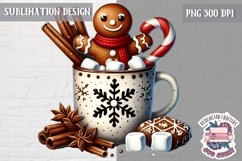 Gingerbread mans cute Christmas Sublimation PNG Coffee Cocoa Product Image 1