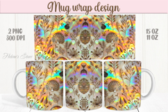 Golden autumn pattern rainbow mug wrap design png Product Image 1