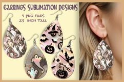 Pink Pastel Halloween ghost pattern teardrop earrings design Product Image 1