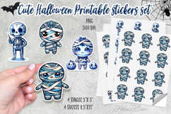 Blue Halloween Mummy Stickers Printable |Monster sticker Product Image 1