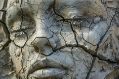 Cracked clay facial sculpture closeup Product Image 1