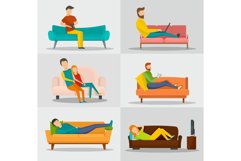 Sofa chair couch banner concept set, flat style Product Image 1