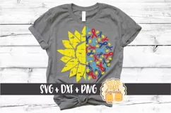 Autism Sunflower Mandala - Autistic SVG PNG DXF Cut Files Product Image 1
