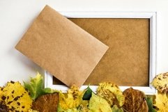 Mockup envelope surrounded by autumn leaves mock up Product Image 2