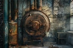 Old rusty industrial steam boiler standing in abandoned fact Product Image 1