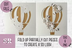 3D Floral hot air ballooon | paper cutting | hot air balloon Product Image 4