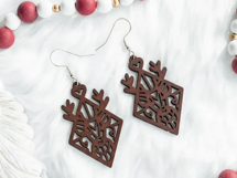 Christmas Earrings Laser Cut. Christmas Deer Laser Cut. Product Image 2