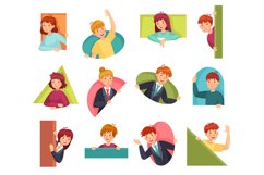 People peeking out. Man looking out, woman searching somethi Product Image 1