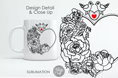 Sublimation mug templates, love birds, Heart of Roses Product Image 5