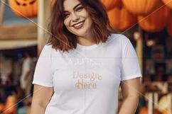 Halloween T-Shirt Mockup Women, White T-Shirt Mockup, d20 Product Image 2