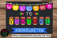 Virtual Kindergarten School Sign- First Day of School Sign Product Image 1