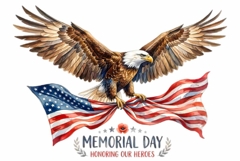 Watercolor patriotic eagle Memorial Day clipart Product Image 1