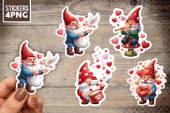 Valentine Gnome Stickers PNG Clipart, 4 Designs Product Image 1
