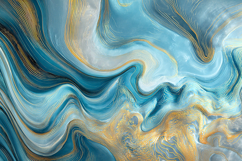 Blue Gold Marble Fluid Texture Art Product Image 1